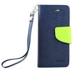 iPhone 5S 5 Diary Flip Leather Wallet Case w Stand and Strap (Blue Green)